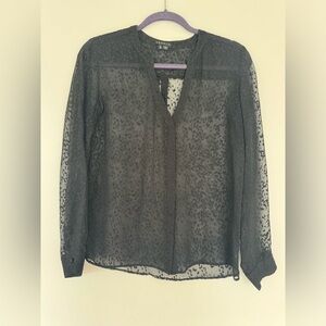 Theory sheer leopard print blouse